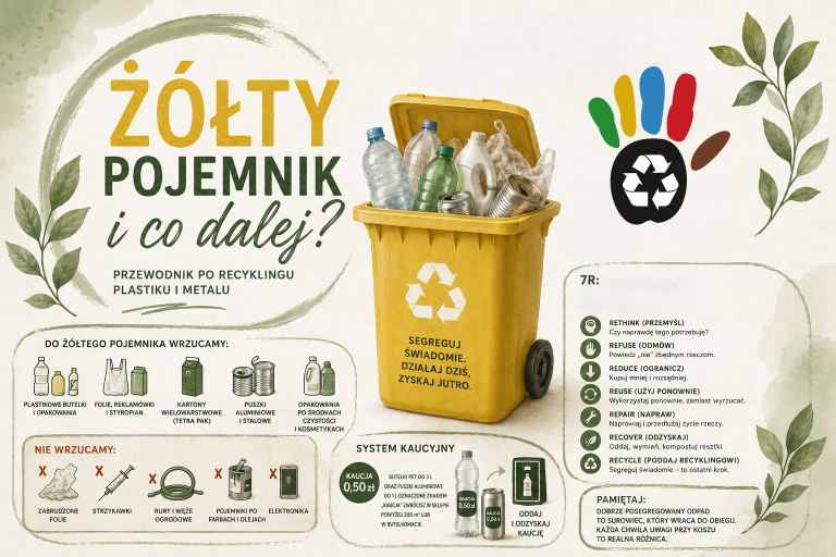 Żółty pojemnik i co dalej? Przewodnik po recyklingu plastiku i metalu